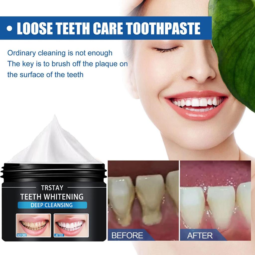 TRSTAY Zubní pasta Korekce barvy zubů, odstranění kouře, odstranění skvrn, rozjasnění a bělení Zubní pasta Hloubkové čištění, ochrana zdraví zubů