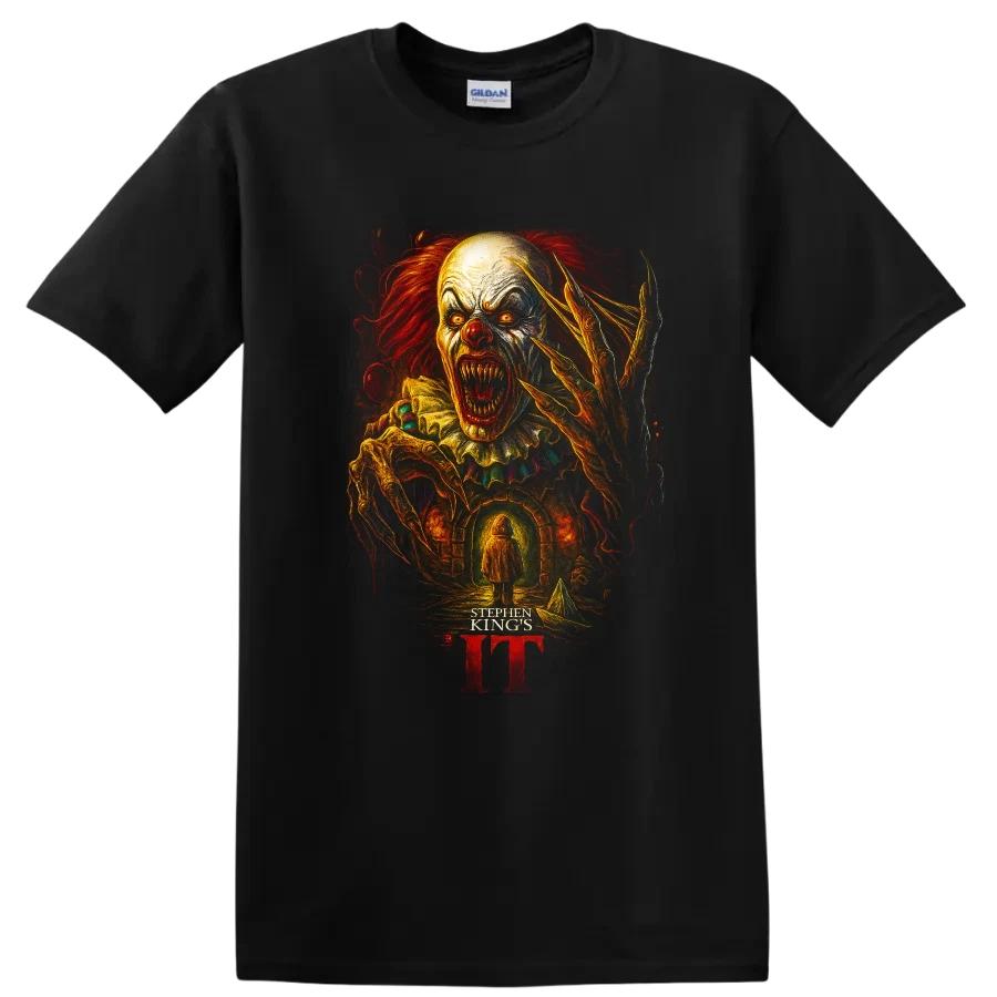 It Horror Clown T Shirt Creepy Killer Movie Graphic Costume Tee
