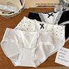 Antibacterial Sweet Girls Cotton Panties: Breathable Mid-Waist, Lace Trim, Extended Crotch, Cute Teen Triangle Design.