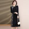 Cheongsam de Estilo Chinês de Primavera 2025 da Mamãe: Vestido Longo Elegante para Mulheres de Meia-Idade