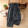 DIMANAF 2026 Summer New Plus Size Women Long Pants Vintage Loose Elastic Waist Casual Lady Bottoms Print Floral