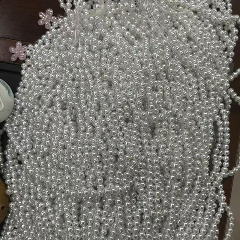 High-Gloss ABS Imitation Pearl Beads: Off-White, Pure White, Straight-Hole for DIY Jewelry