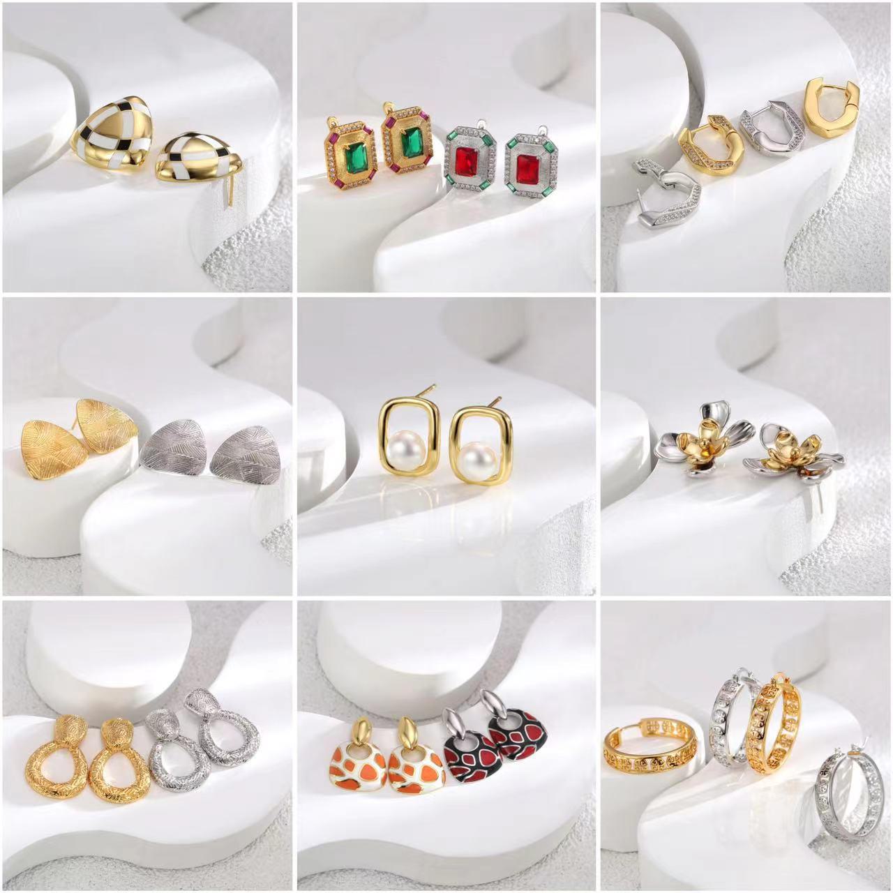 

«Европейская и американская ретро-коллекция модных серег с цирконием и жемчугом» H01594 925 silver needle 6.1g