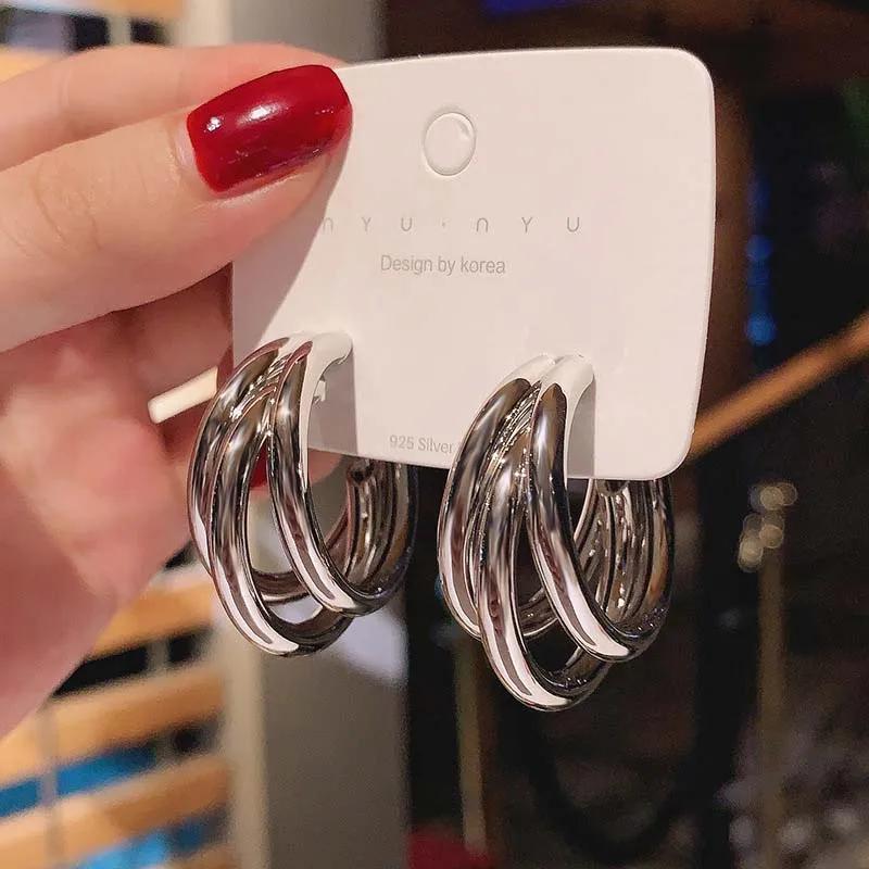 Elegant Gold Color Circled Hoop Earring for Woman Metal Elegant Vintage Geometric Statement Luxury Earrings Party Jewelry Gifts