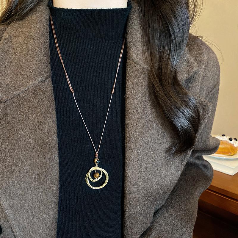 Maillard золотой тигровый глаз камень длинное ожерелье-подвеска женское осенне-зимнее легкое роскошное ожерелье-цепочка для свитера с аксессуарами