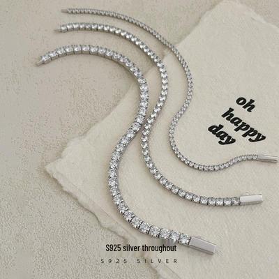 Pulseira de Tênis de Luxo Banyan Tree Prata S925 - Unissex, Estilo Europeu e Americano de Alto Nível, Design Diamante Completo