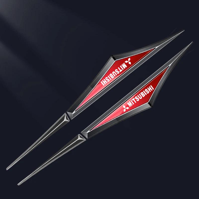 2 szt. Paski Błotnika Samochodowego ze Stopu Naklejka z Emblematem Bocznym do Mitsubishi Ralliart ASX Lancer Cordia Pajero Outlander Galant Mirage Colt