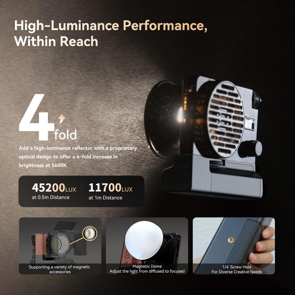 COLBOR W100 Kit Fotoljus App-kompatibel med och Inkluderar Bekvämt för Utomhusfotografering Kit, 100W, 2700-6500K, CRI97+, Kontroll,