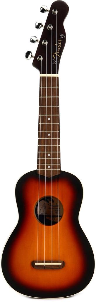 Fender Venice Soprano Walnut with Soft Case Ukulele, Fingerboard, 2-Color Sunburst,