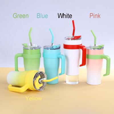 New Gradual Change Color Big Mac Stainless Steel Thermos Cup High Value Large Capacity Accompanying Ice Cup with Handle Cup