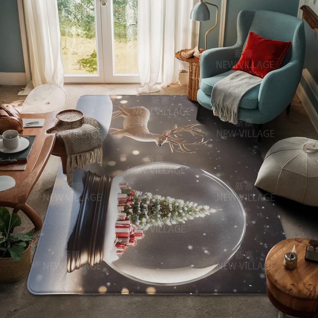 House Entrance Carpet Home Door Mat Living Room Bath Foot Bathroom Non-slip Water Absorption Rugs Bath Merry Christmas Winter