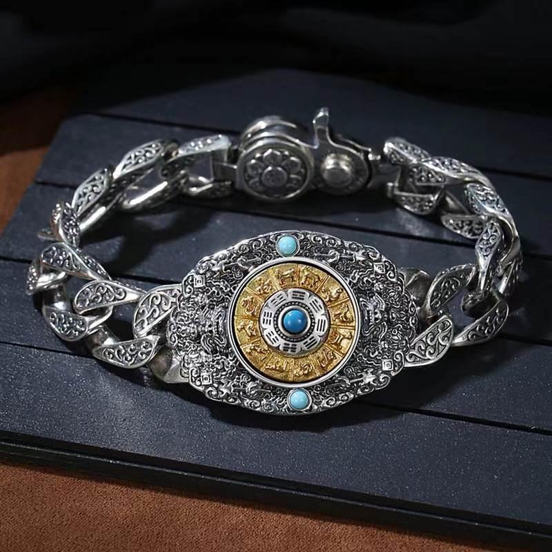 Jiugong Bagua Rotating Bracelet for Men Fashion Brand China-Chic Rotating Vintage Couple Bracelet