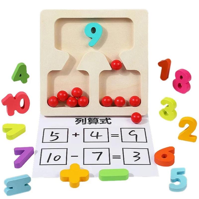 Montessori Math Wooden Toy Addition Subtraction Teaching Aids Preschool Learning Education Toy Color Bead Sorting Board For Kids