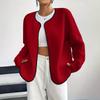 Women's Fashion Casual Plus Size Long Sleeve Solid Color Fleece Jacket