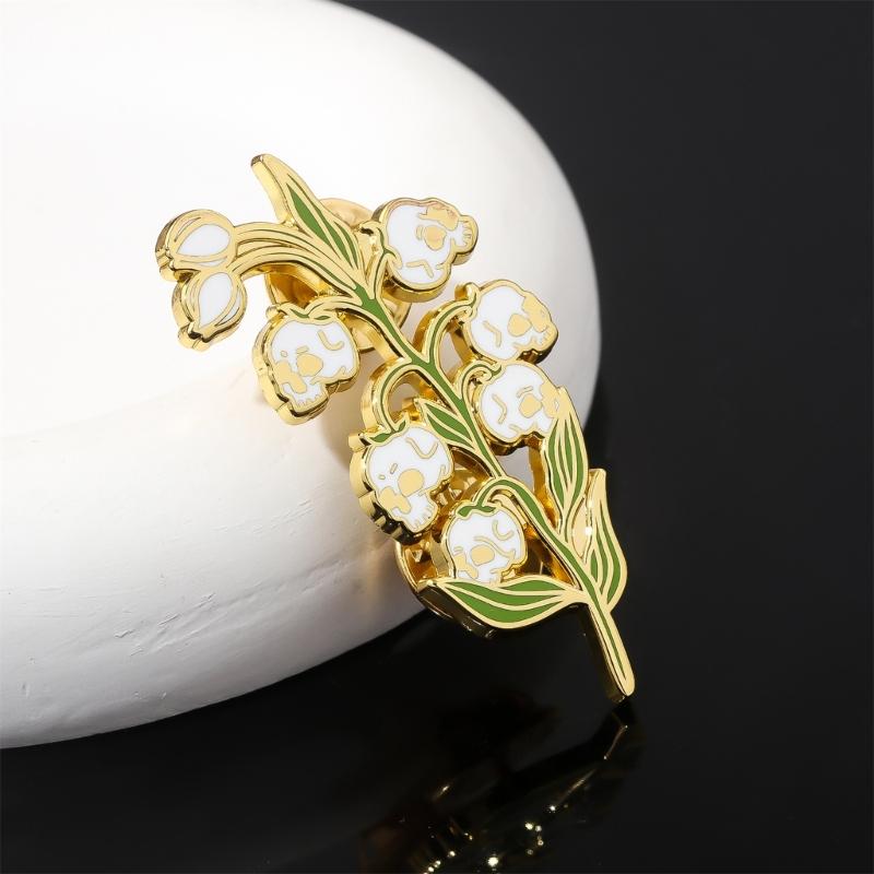 Skull Lilys of The Valley Brooch Unique Designs With Sturdy Alloy Materials for Parties Supplies and Festivals