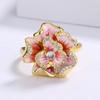 Jewelry Gold Pink Flower Zircon Flower Ring Bridal Jewelry