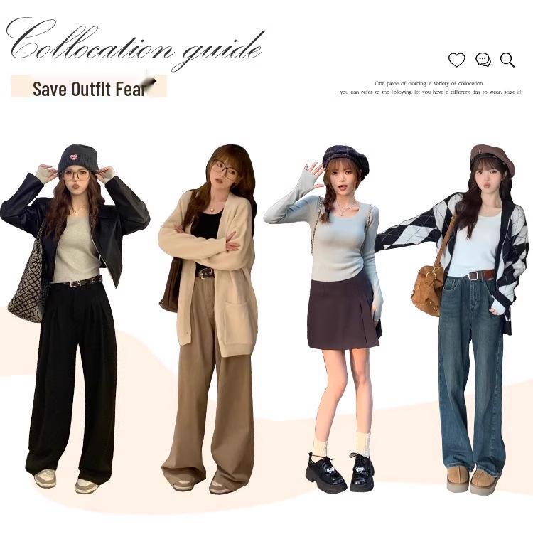 2025 Women's Slim Fit Long Sleeve Knitwear: Square Neck Base Layer for Autumn/Winter