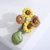 Sonnenblumenbrosche Modeaccessoires Retro Hof Antik Lackvase Sonnenblume Temperament Nadel