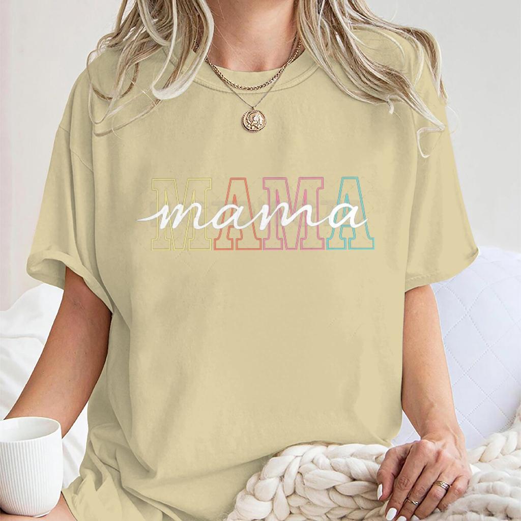 Hot Sales Mother's Day Gift T-shirts for Women Retro "MAMA" Graphic Print Graphic T Shirts Funny Gift for Mama Short Sleeve Tee