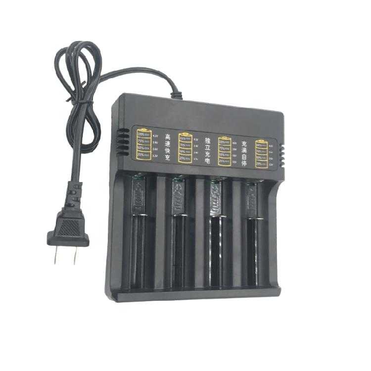 Intelligent 4 Slot Battery Charger Charging Holder Stand for 18650/26650 with Safe Protections & Charging Light