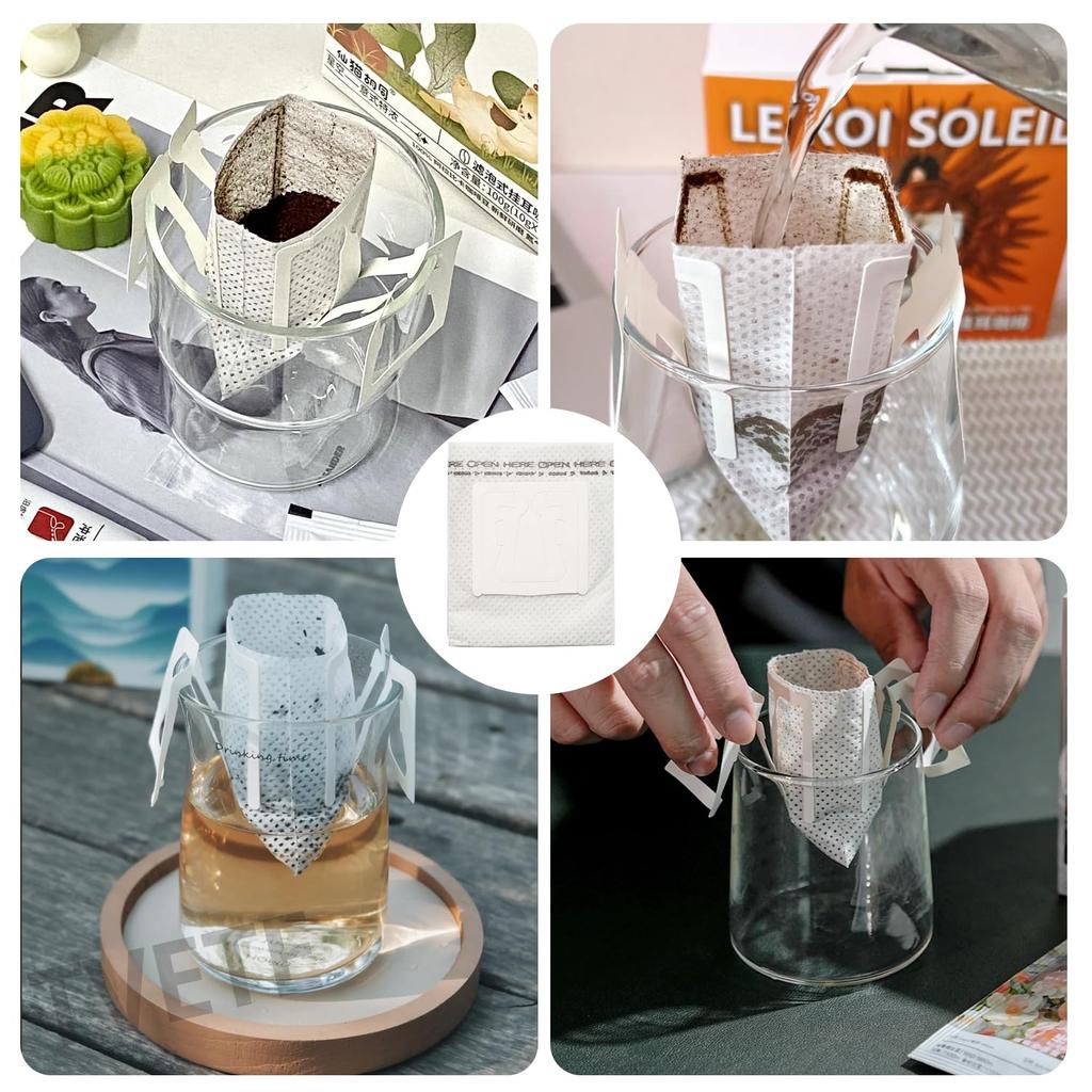 TVETE Coffee Filters, Drip Filters [50-Pack] Portable Coffee Bags, Coffee Filter Tool, Hanging Ear Coffee Drip Bags, Disposable Coffee Filter Bags