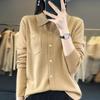 Women's Fashion Casual Solid Color Print Autumn Winter Long Sleeve POLO Neck Loose Sweaters