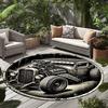 Vintage Car Engine Round Rug Flannel Printed Outdoor Patio Mat Automotive Decor Garage Theme Furniture Home Interior Design