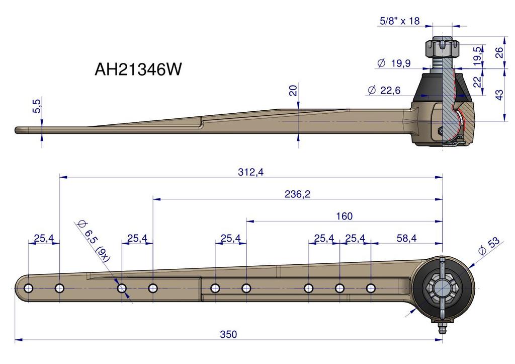Steering Joint with Knife Bar Head AH21346 WARYŃSKI