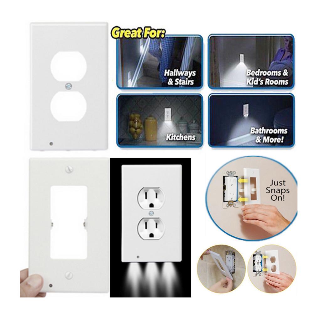 Cover Outlet Wall Socket Plate Sensor Led Night Light Coverplate Tools Plug