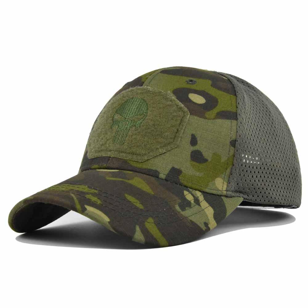 Men Women Skull Print Snapback Cap Outdoors Tactical Camouflage Mesh Baseball Caps Male Summer Sport Hiking Trucker Sunshade Hat