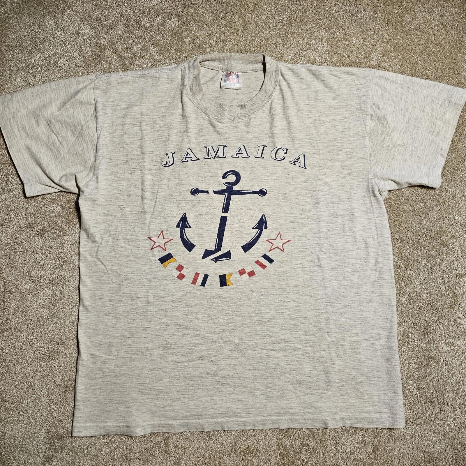 

Vtg 80s Faded Jamaica Anchor Mens XL Single Stitch T-shirt Island Souvenir Flag XL