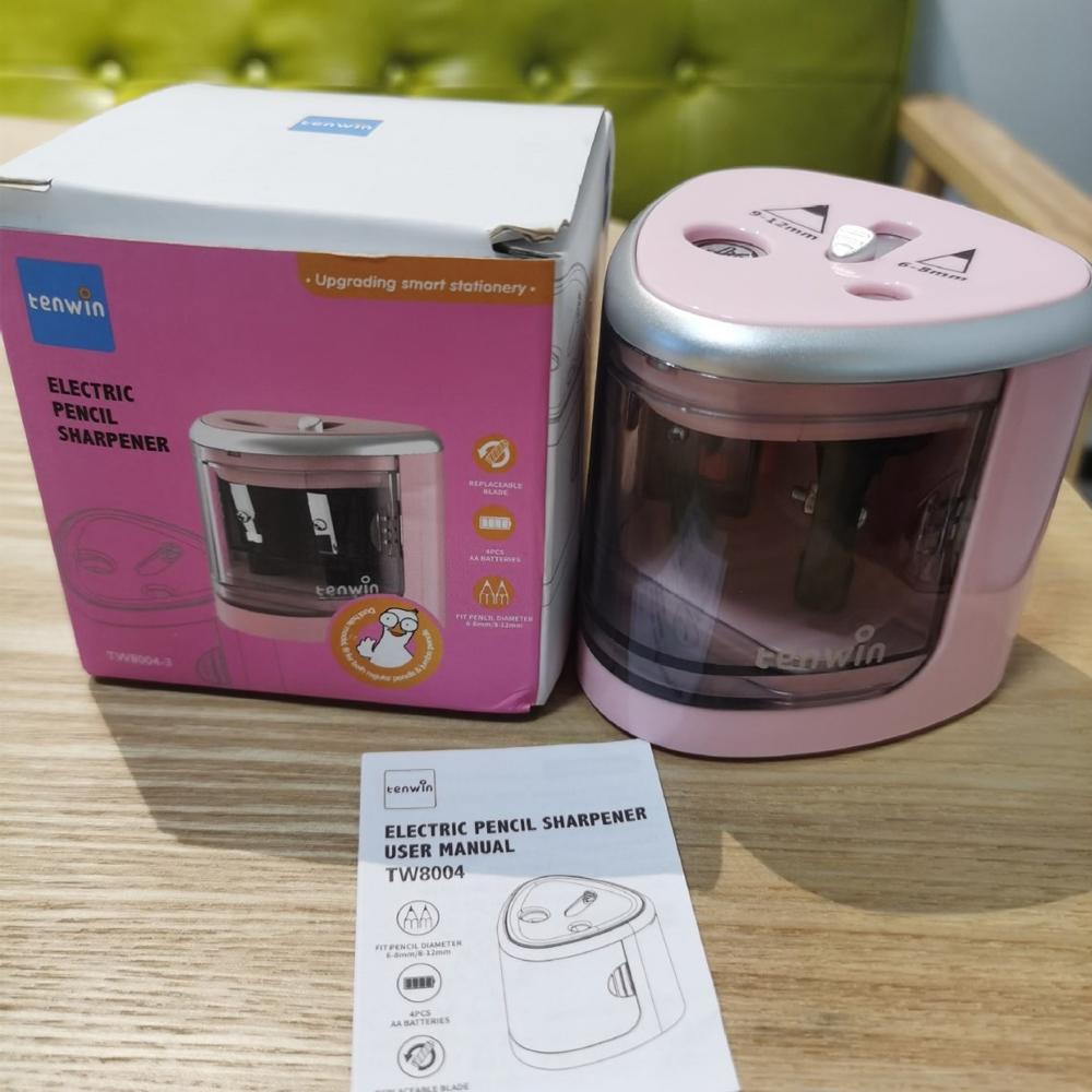 Tenwin dual hole electric pencil sharpener semi-automatic coarse and fine two hole pencil sharpener machine Battery Not Include
