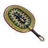 Vintage Seagrass Woven Fan Colorful Striped Patterns Summer Cooling Fan  Home Decoration