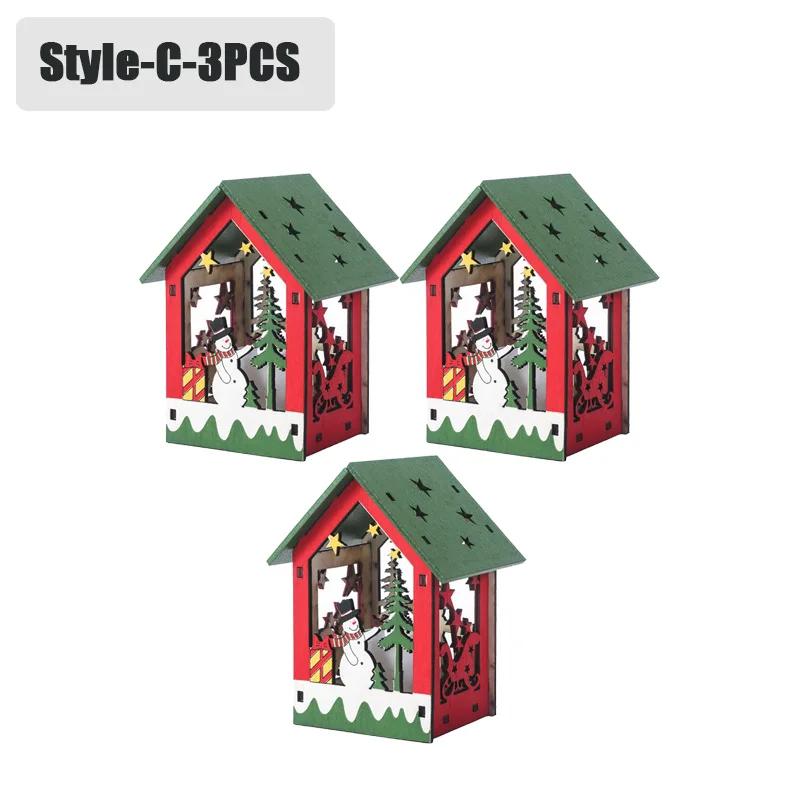 20PCS Christmas Decorations Creative DIY Assembled Cabin Painted Luminous House Christmas Tree Hanging Christmas Hut Ornaments
