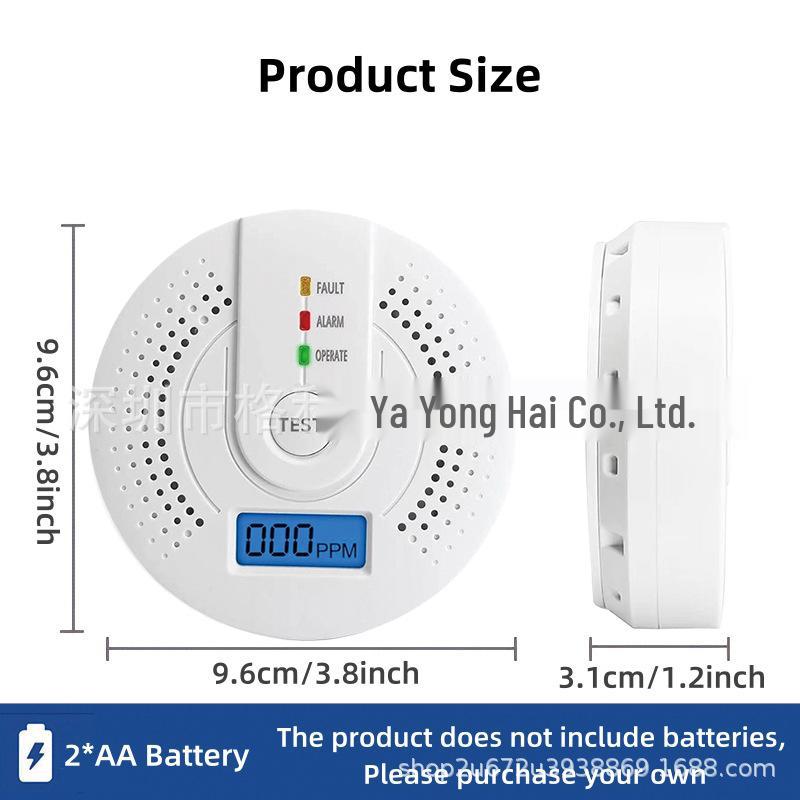 

Carbon Monoxide Alarm with Digital Display and Sound/Light Alerts, CE EU Certified 1 piece (English) no battery