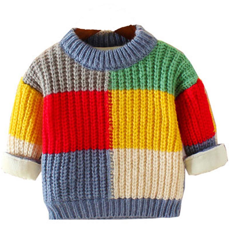 Herbst Winter Gestrickte Basis Pullover Baby Jungen Pullover Mädchen Kinder Gestrickte Kleidung Kinder Pullover Jumper Kleinkind Pullover Plaid Farbe Passenden