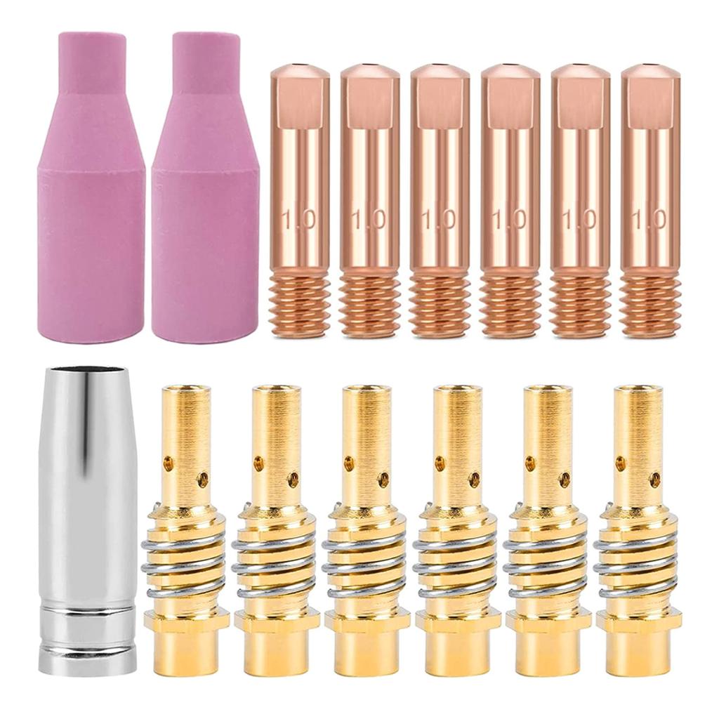 Welder Ceramic Nozzles MB15 Welding Tips 1.0mm Gasless Consumables MIG Welding Torch Consumables Contact Tips