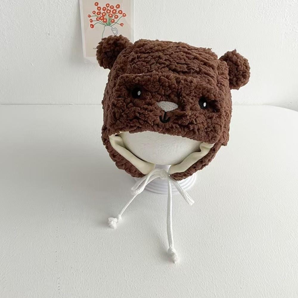 Lamb Fleece Kids Earmuffs Cap Plush Lined Bear Beanie Cap New Baby Cap