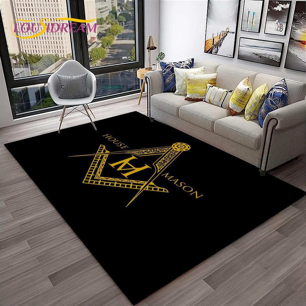 Ring Freemasonry Illuminati Masonic Carpet Rug for Home Living Room Bedroom Sofa Doormat Decor,Kid Area Rug Non-slip Floor Mat