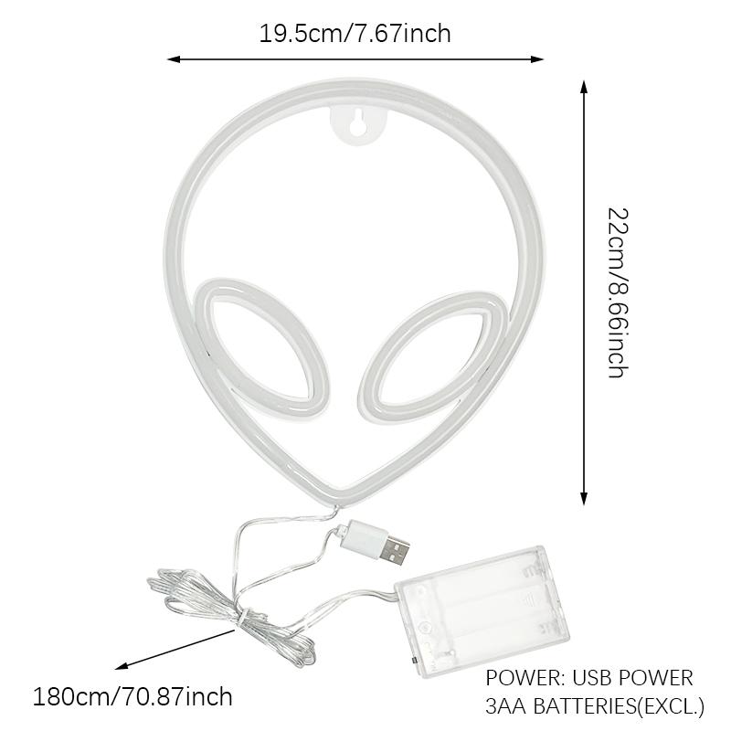 Alien Neon Lights, LED Signs Logo Light, Atmosphere Lamp, for Kids, E-sport Room, Camping, Hotel, Shop, Game, Art, Home Decor