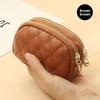 Rhombus Texture Key Ring Coin Bag Double Zipper Leather Small Change Bag Women's Mini Card Holder