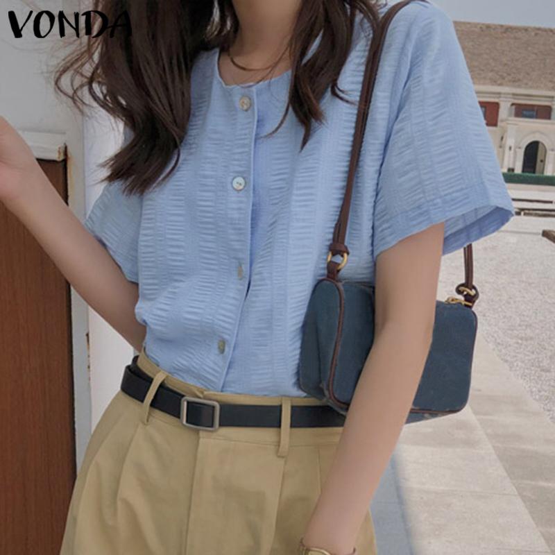 

VONDA Летние повседневные свободные женские топы с короткими рукавами