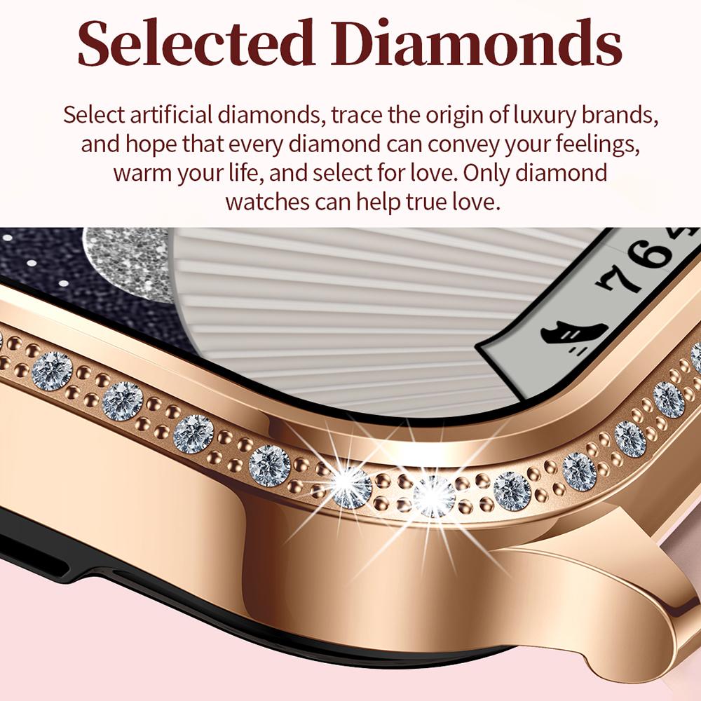 MK88 Silicone Strap 1.75-inch Women Rhinestones Smart Watch Bluetooth-compatible Calling Fitness Tracker Smart Bracelet