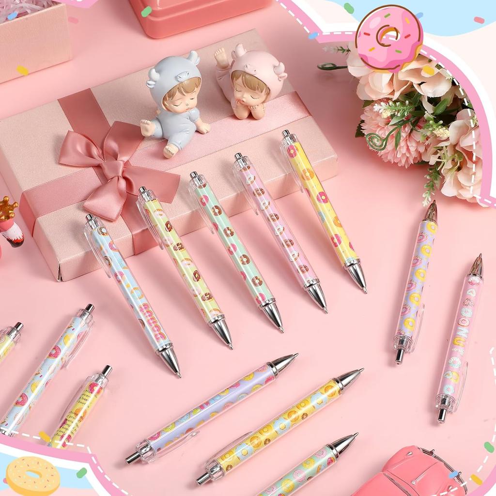 48 Pcs Donut Pens Bulk Cute Donuts Gel Pen Sprinkle Writing Pens Sweet Treat Pens Novelty Donut Ink Pens Candy Retractable Ballpoint Pens for Donut