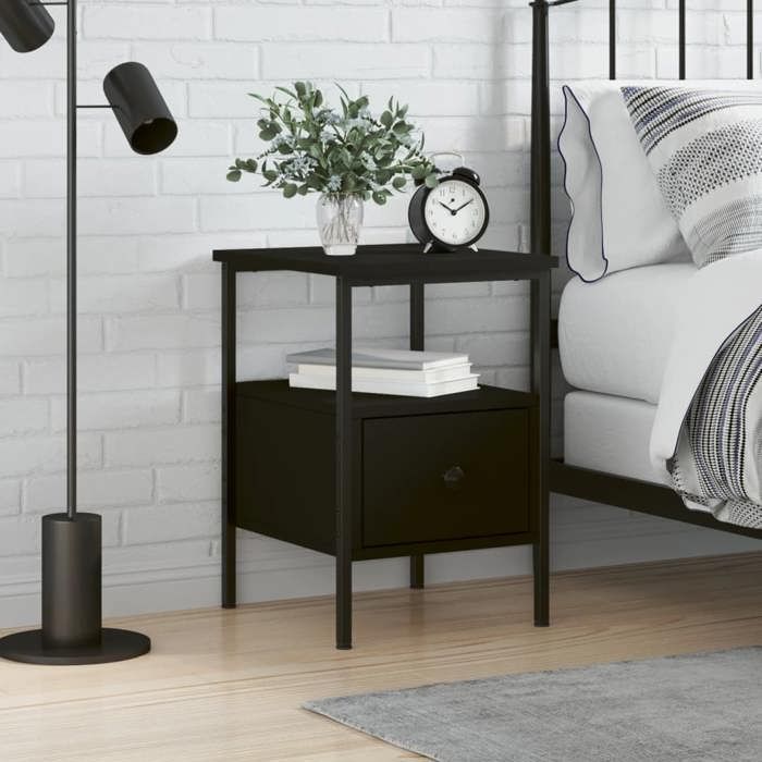 VidaXL Table de chevet noir 34x36x50 cm bois d’ingénierie 826043
