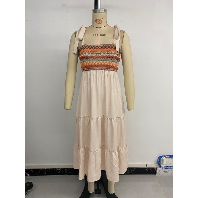 Women's Suspender Skirt Cross-border A-side Splicing Ethnic Style Dress