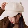 Japanese Style Cute Woolen Cat Ear Beret For Women Autumn And Winter Duckbill Octagonal Hat
