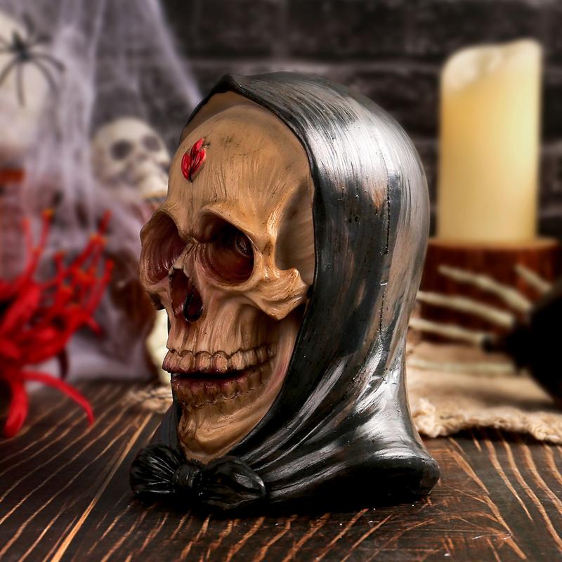 Spooky Skeleton Car Home Ornaments Skull-shaped Halloween Statue Halloween Decorative Resin Pendant Car Decorations Accessories