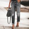TUME Women's Elastic Retro Denim Trousers