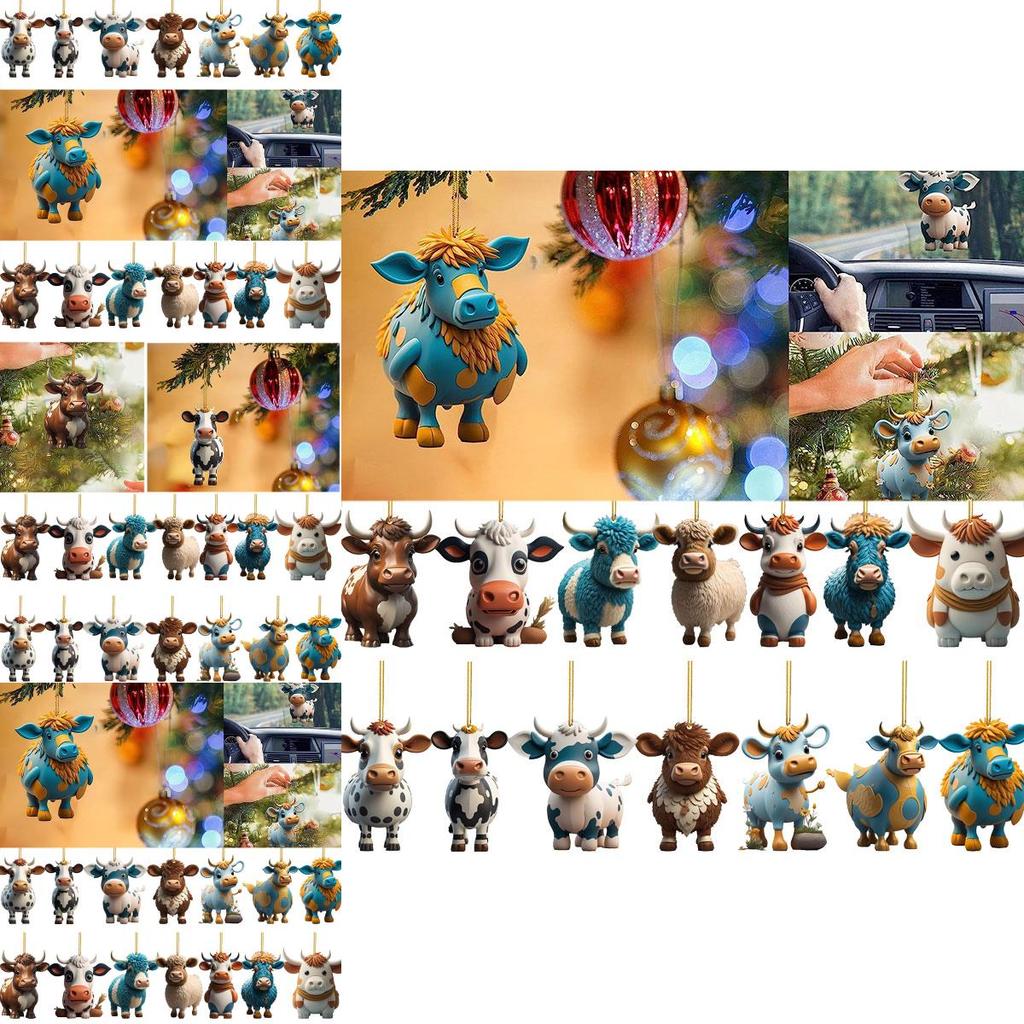 Colorful Cartoon Cow Car Hanging Ornament For Christmas Tree Home Decor